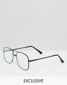 Черные очки-авиаторы с прозрачными стеклами Reclaimed Vintage Inspired - Черный