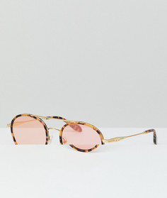 Розовые круглые солнцезащитные очки в черепаховой оправе Sonix Charlie - Коричневый