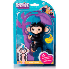 FINGERLINGS Интерактивная обезьянка ФИНН (черная), 12см (3701A)