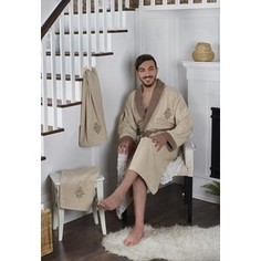 Набор халат с полотенцем Karna махровый Adra L/XL бежевый (2739/CHAR005)