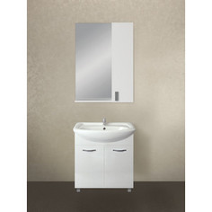 Мебель для ванной 1Marka Вита 65, напольная тумба с раковиной, зеркало с шкафчиком, белый глянец