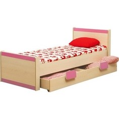 Кровать одинарная Олимп Лайф-4 дуб линдберг/розовый