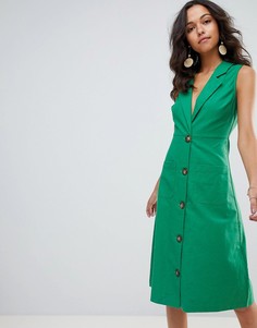 Платье миди с пуговицами Moon River - Зеленый