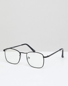Квадратные очки в черной оправе с прозрачными стеклами ASOS DESIGN - Черный