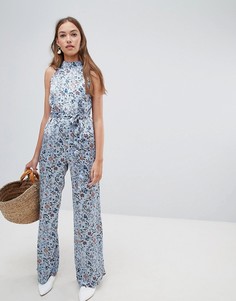 Комбинезон с цветочным принтом и широкими штанинами Glamorous - Синий