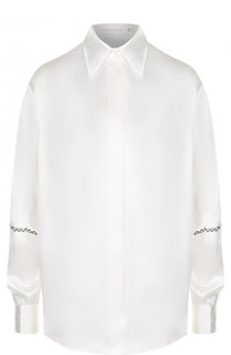 Шелковая блуза с контрастной отделкой на рукаве Victoria Beckham
