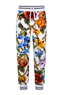 Белые брюки с цветочным принтом Dolce&Gabbana Children