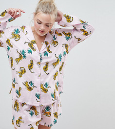 Пижамный комплект с шортами из 100% модала ASOS DESIGN Curve - Розовый