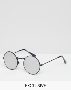 Круглые солнцезащитные очки с зеркальными стеклами Reclaimed Vintage Inspired - Черный