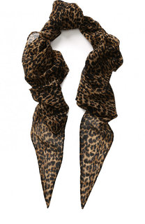 Шерстяной шарф с леопардовым принтом Saint Laurent