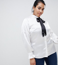 Блузка с бантом контрастного цвета Junarose - Белый