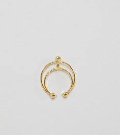 Позолоченный серебряный кафф в виде двойного кольца ASOS DESIGN - Золотой