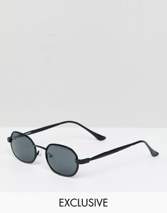 Черные солнцезащитные очки в металлической оправе Reclaimed Vintage Inspired - Черный