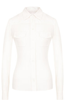 Приталенная шелковая блуза с накладными карманами Victoria Beckham