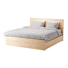 МАЛЬМ Высокий каркас кровати/4 ящика, дубовый шпон, беленый, Лонсет Ikea