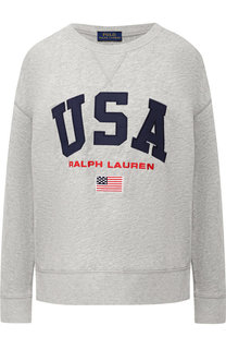 Хлопковый пуловер с декоративной нашивкой Polo Ralph Lauren
