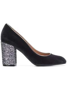 glitter chunky heel pumps Pollini