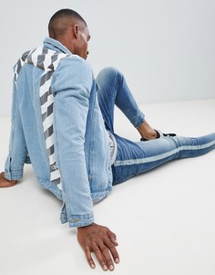 Монохромная джинсовая куртка в полоску Liquor N Poker - Синий