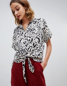 Рубашка с завязкой и леопардовым принтом River Island - Мульти