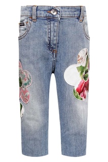 Голубые джинсы с цветами Dolce&Gabbana Kids