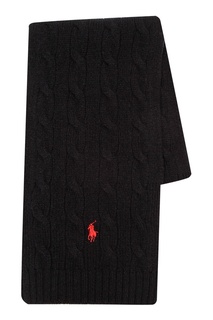 Черный шарф с логотипом Ralph Lauren Kids