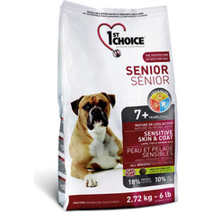 Сухой корм 1-ST CHOICE Senior Sensitive Skin Lamb Fish&Rice с ягненком рыбой и рисом для пожилых собак с чувствительной кожей и шерстью 2,72кг(102.330)