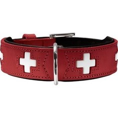 Ошейник Hunter Collar Swiss 65 (51-58,5см) кожа красный/черный для собак