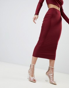 Облегающая юбка миди ягодного цвета Fashionkilla - Красный