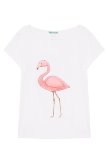 Белая футболка с фламинго Lisa&Leo