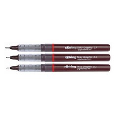 Набор ручек капиллярных Rotring Tikky Graphic (1904812) :3 ручки: 0.3/0.5/0.7мм черные чернила