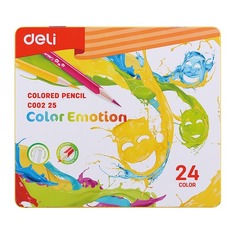 Карандаши цветные Deli EC00225 Color Emotion липа 24цв. мет.кор.