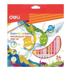 Карандаши цветные акварельные Deli EC00720 Color Emotion липа 24цв. коробка/европод.