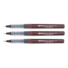 Набор ручек капиллярных Rotring Tikky Graphic (1904811) :3 ручки: 0.2/0.4/0.8мм черные чернила