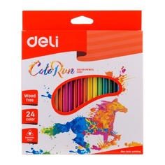 Карандаши цветные Deli ColoRun EC00120 трехгран. пластик 24цв. коробка/европод.