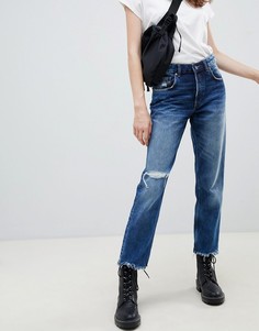 Укороченные джинсы в винтажном стиле с состаренной отделкой Cheap Monday - Синий