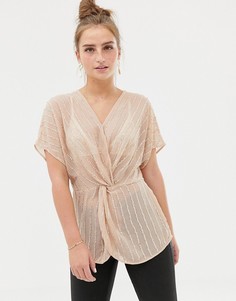 Декорированная блузка New Look - Розовый