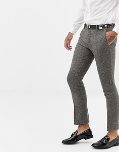 Серые супероблегающие брюки с узором в елочку Twisted Tailor - Серый