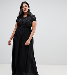 Платье миди с короткими рукавами и бусинами AX Paris Plus - Черный