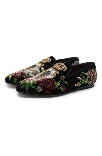 Текстильные лоферы с декоративной отделкой Dolce & Gabbana