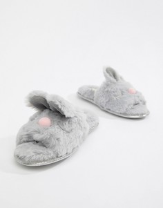 Серые пушистые слиперы с кроликами Head Over Heels by Dune - Серый