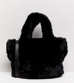 Черная сумка с отделкой искусственным мехом Monki - Черный