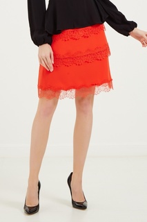 Красная юбка с кружевной отделкой Elisabetta Franchi