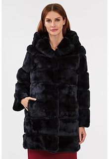 Шуба из меха кролика с капюшоном Virtuale Fur Collection