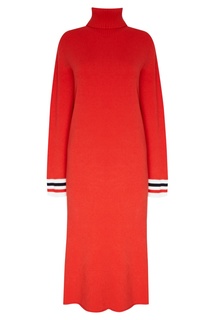 Красное платье-свитер с отделкой Ledition