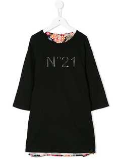 Nº21 Kids платье-джемпер с цветочным принтом