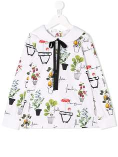 Oscar De La Renta Kids блузка с цветочным принтом
