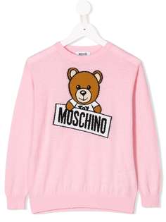 Moschino Kids трикотажный джемпер с медведем вязки интарсия