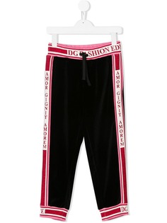 Dolce & Gabbana Kids бархатные спортивные брюки Love Is