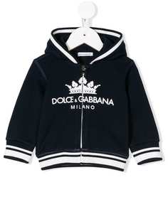 Dolce & Gabbana Kids толстовка на молнии с капюшоном и принтом логотипа