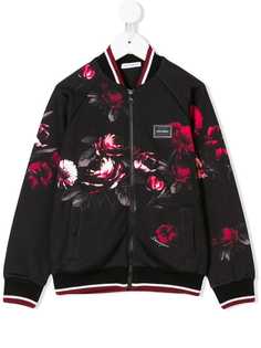Dolce & Gabbana Kids куртка-бомбер с цветочным принтом